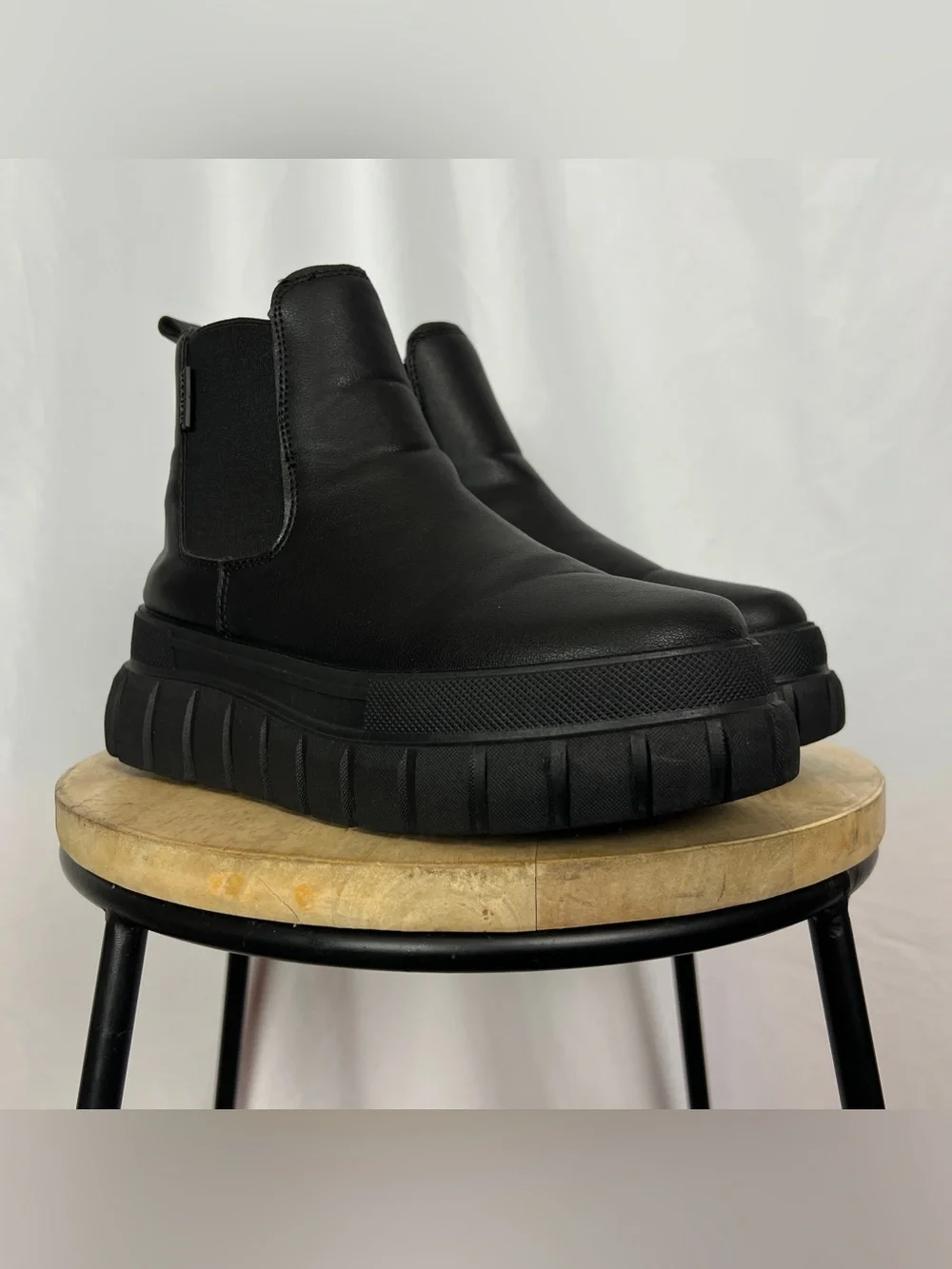Black On Black Slip On Chelsea Platform Boots